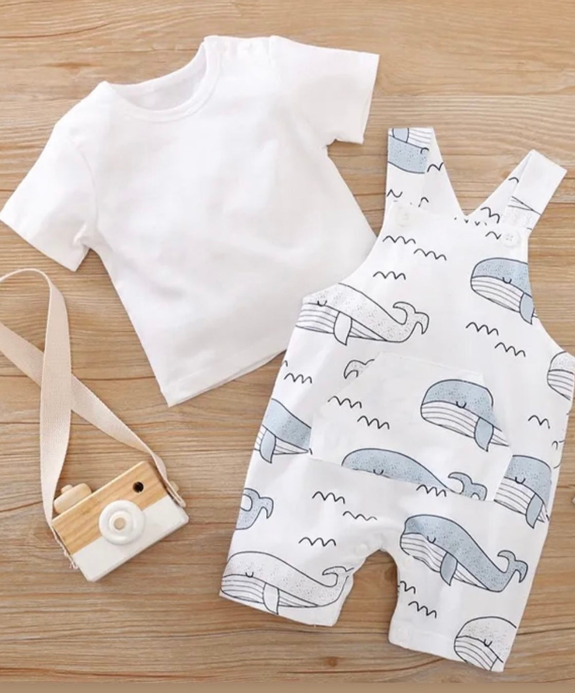 Whale Print Short-sleeve Baby Set