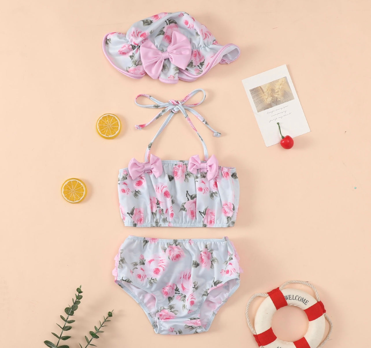 Bows and flowers 3 piece Swimsuit