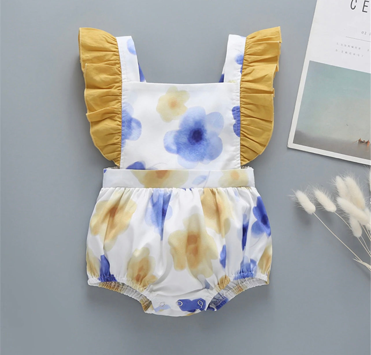 Flutter Sleeve Flower Romper