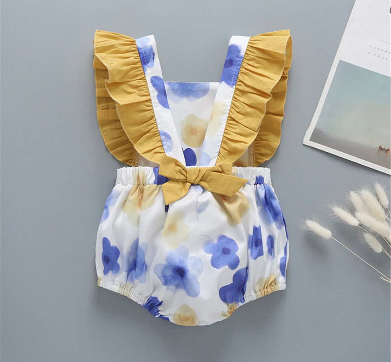 Flutter Sleeve Flower Romper