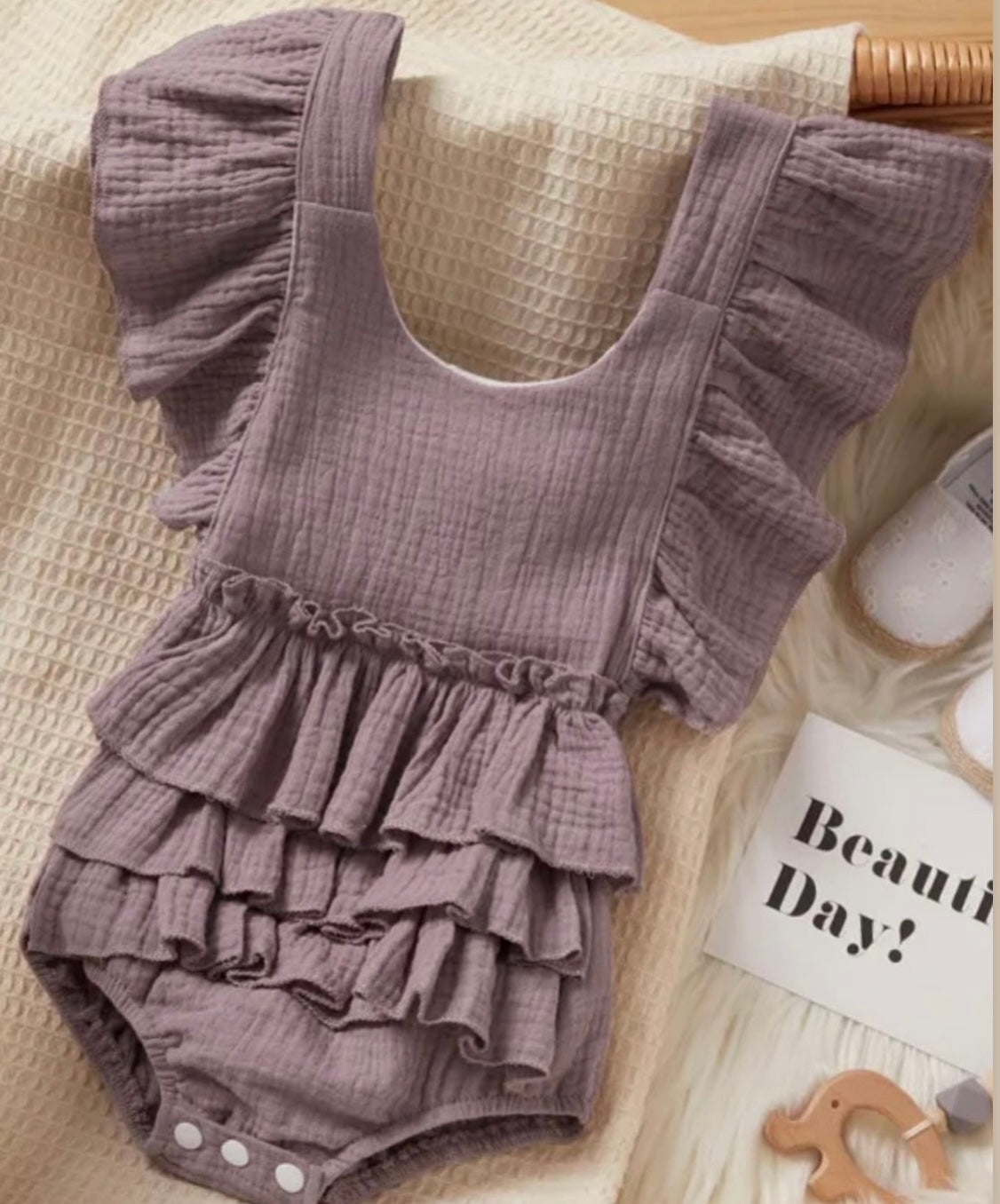 Purple Ruffle Baby Romper