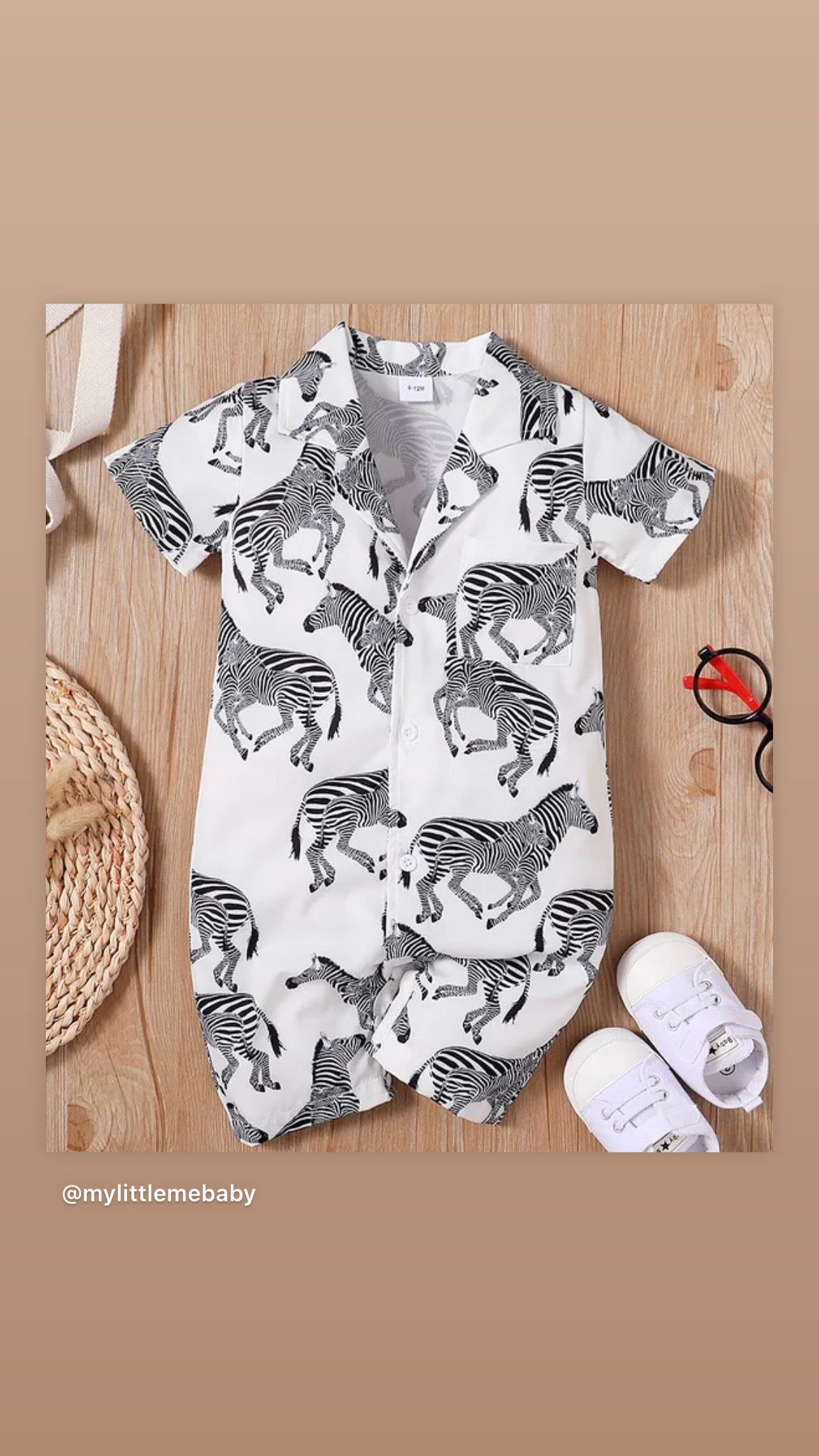 Zebra short sleeve baby boy romper
