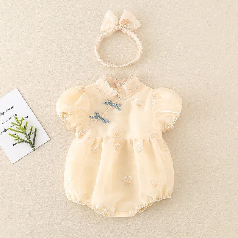 Chinese Collar Lace Romper